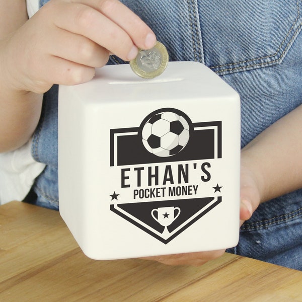 Football Ceramic Money Box Personalized Gift Perfect Birthday or any occasion