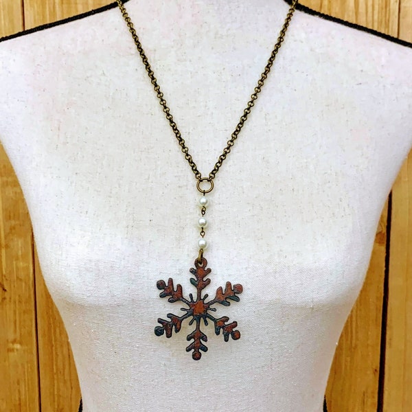 Natural Snowflake Necklace - Snow Flake Pendant Jewelry - Snowflake Jewelry - Winter Jewelry - Schneeflocke - Holiday Accessory