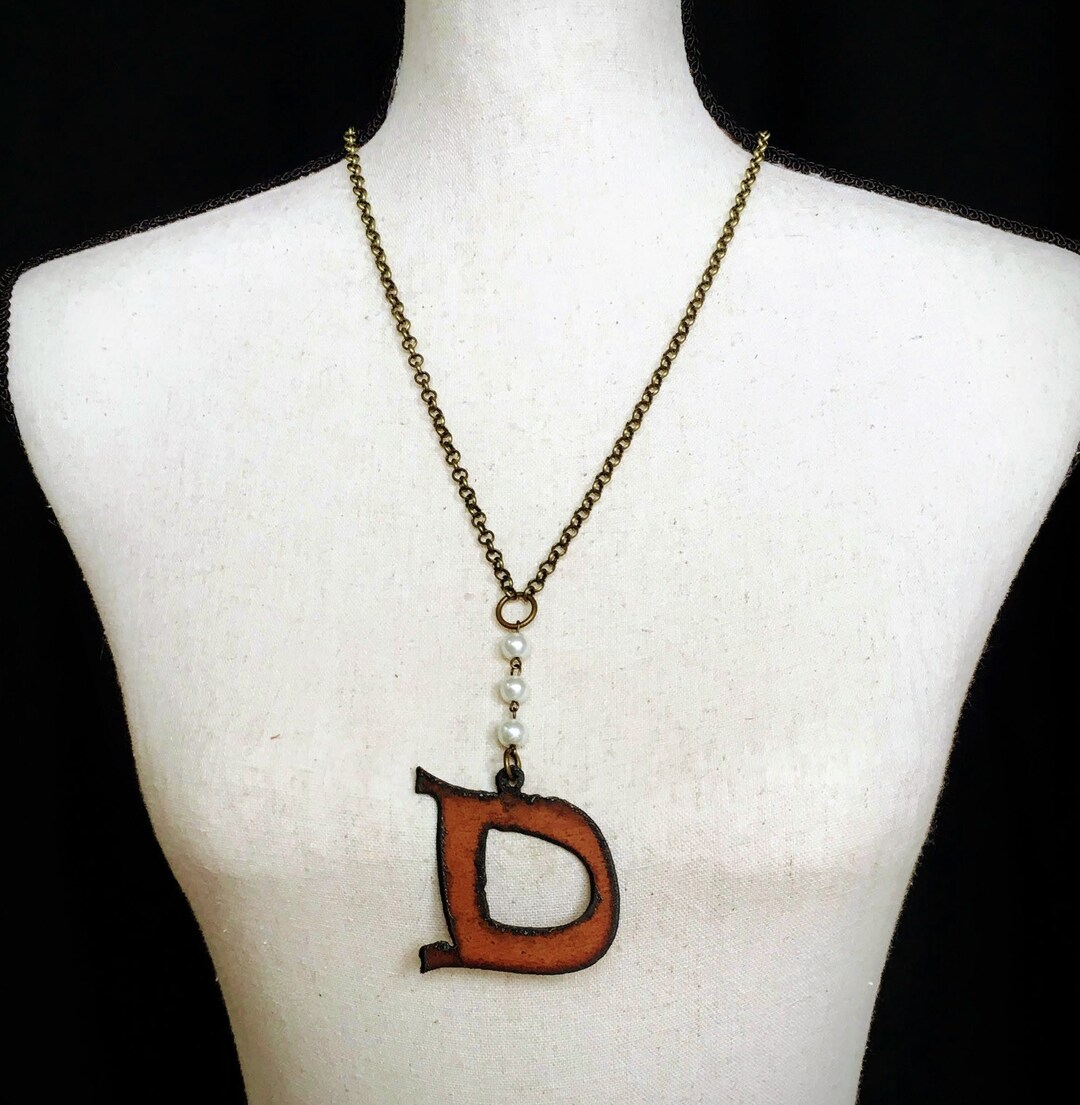 Rustic Letter D Necklace Rowdy Font Birthday Gift Name Diana Dana Rustic Letter D Necklace Rowdy Font Birthday Gift Name Diana Dana