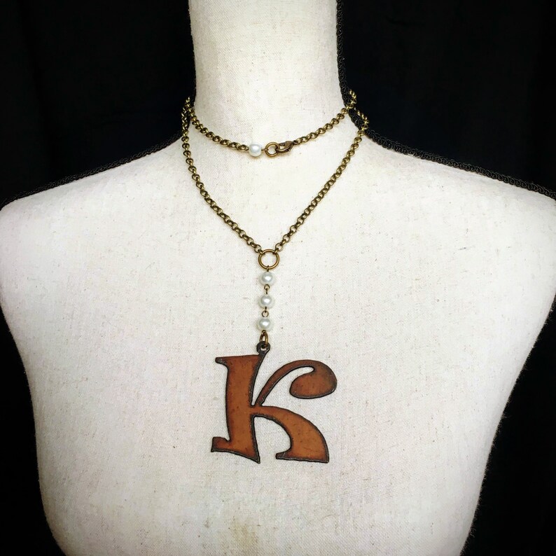 Initial Letter K Necklace Rustic Fun Rowdy Font Etsy