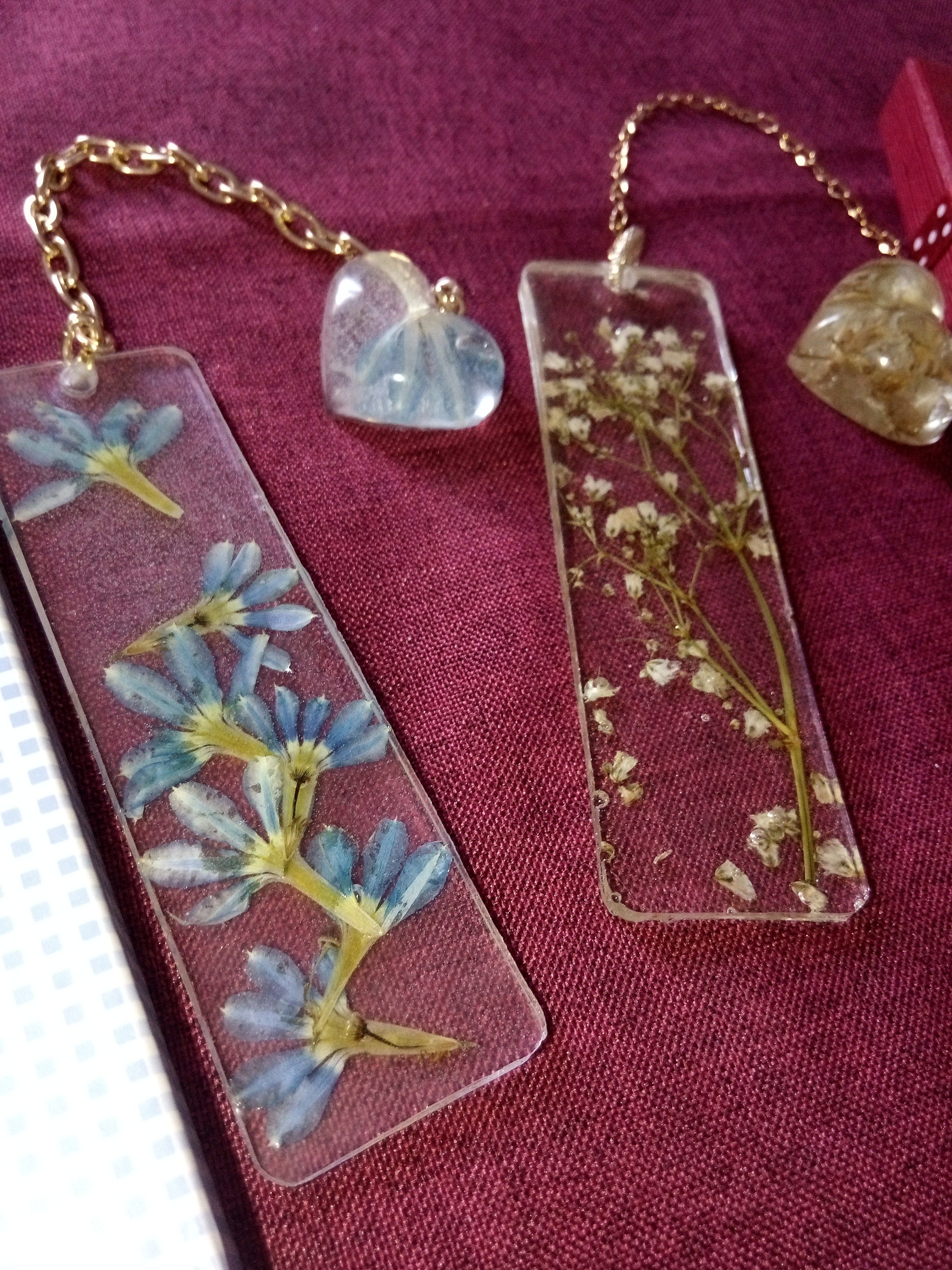 Bookmark resin flowers with pressed flowers Etsy