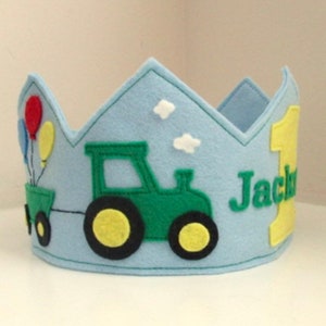 Tractor Birthday Crown, Wool Felt Crown, Farm Birthday, Tractor Birthday, Personalized Party Hat