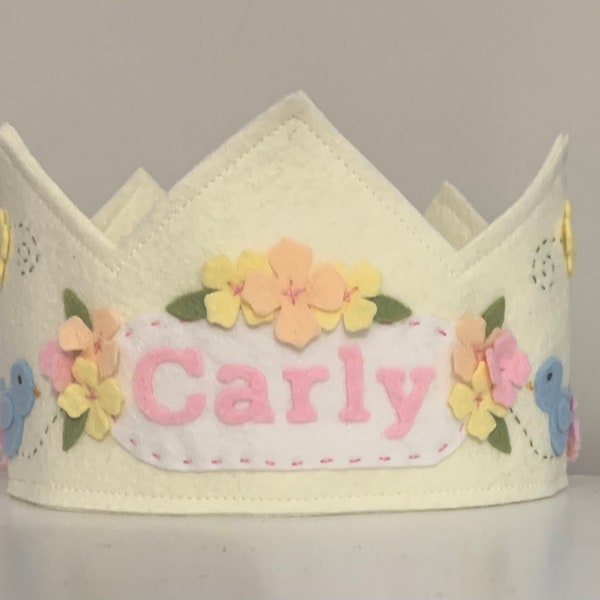 Blue Bird Felt Crown, Felt Birthday Crown, First Birthday, Girl Crown