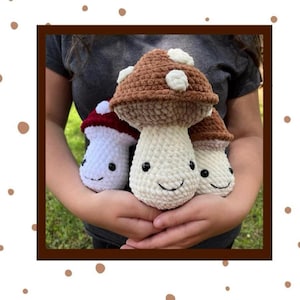 Mushroom Plushie Crochet Pattern, Amigurumi Mushroom Tutorial, No sew, beginner friendly