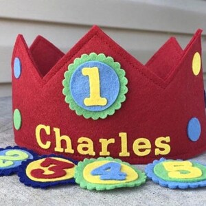 Polka Dot Birthday Crown with Interchangeable Numbers, Woolfelt Crown, Girl Crown, Smashcake Crown image 1