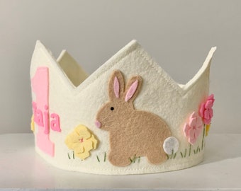 Bunny Crown, Birthday Crown, Woolfelt Crown, Easter crown, Easter Bunny Crown, Easter Felt Crown