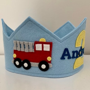 Fire Truck Crown, Felt Birthday Crown, Fire Truck Party Hat