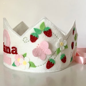 Birthday Crown Strawberries, Strawberry Felt Crown