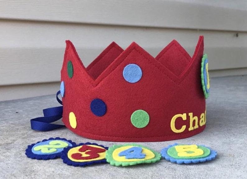 Polka Dot Birthday Crown with Interchangeable Numbers, Woolfelt Crown, Girl Crown, Smashcake Crown image 2