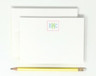 Note Cards // Fishtail Monogram Stationery // Script // 12 Note Cards // 12 Envelopes  // Gifts for Her // Gifts for Him // Stationery