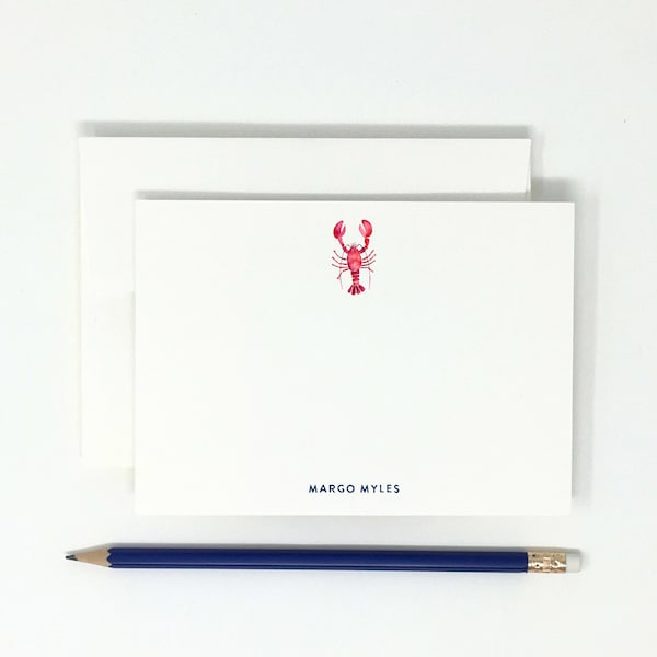 Note Cards // Nautical // Lobster // High Quality // 12 Note Cards // Thank You Notes // Stationery
