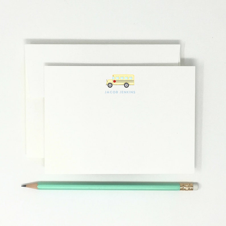 School Bus Note.pdf Personalized School Bus Note Cards, Back to School Stationery (set of ...