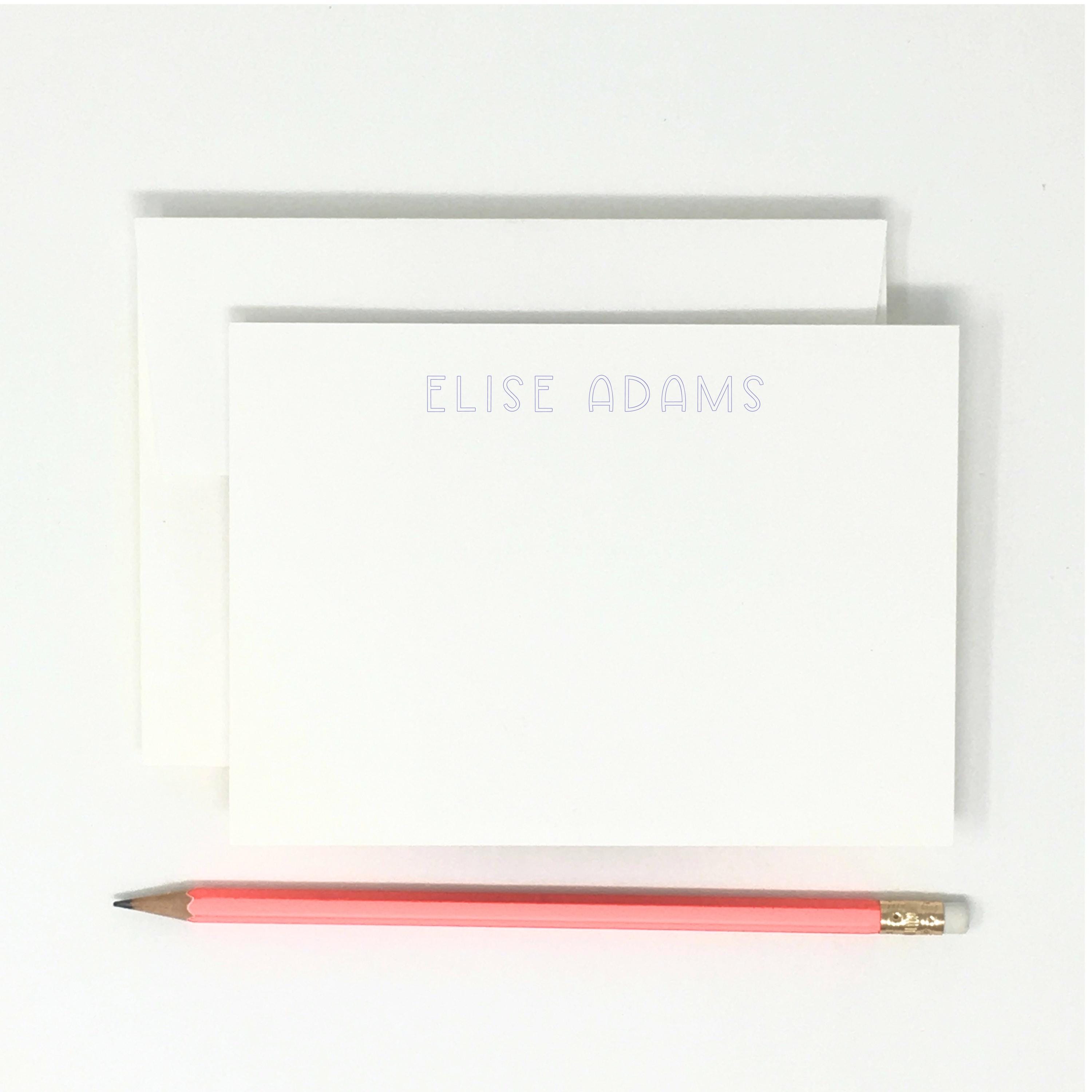 Modern Outline // Color Font // High Quality // 12 Note Cards // Thank You Notes // Stationery