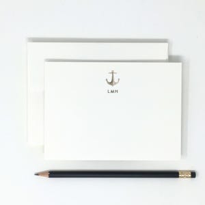Gray Anchor // Beach // High Quality // 12 Note Cards // Thank You Notes // Stationery