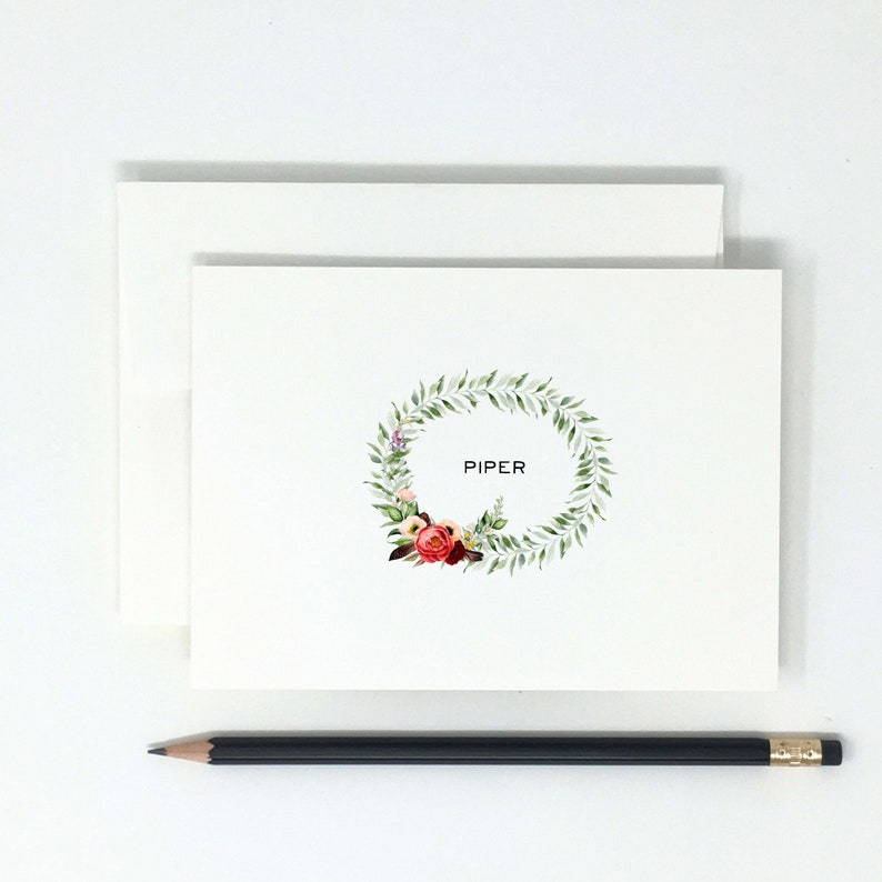Personalized Fall Greenery Bouquet Stationery High Quality 12 Note Cards Stationery Gifts for Her