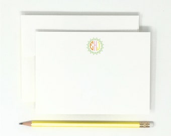 Note Cards // Circle Monogram Stationery // Script // 12 Note Cards // 12 Envelopes  // Gifts for Her // Gifts for Him // Stationery