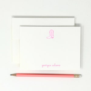 Papelería con diseño de botas vaqueras a rayas rosas // Papelería para niños y bebés // Alta calidad // Notas de agradecimiento