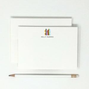 Stack of Books // Librarian // Back to School // High Quality // 12 Note Cards // Thank You Notes // Stationary