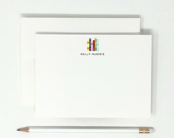 Stack of Books // Librarian // Back to School // High Quality // 12 Note Cards // Thank You Notes // Stationary