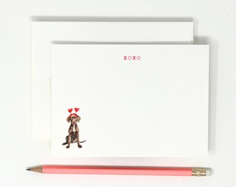 Valentines Brown GSP Note Cards, Dog Stationery Set