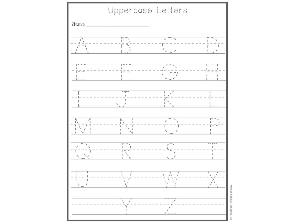 Printable Trace the Alphabet Worksheets A-Z Uppercase - Etsy