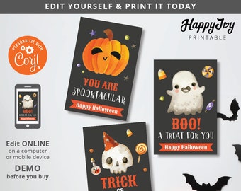 Halloween 3 Designs Spooktacular Favor Tag 2x3 Printable, Trick or Treat Label Tag Editable Template INSTANT Download, Self Edit Corjl