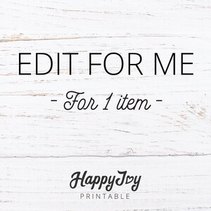 Add On - Edit My Digital Template For Me, Extra Editing Fee For 1 Item, Personalize