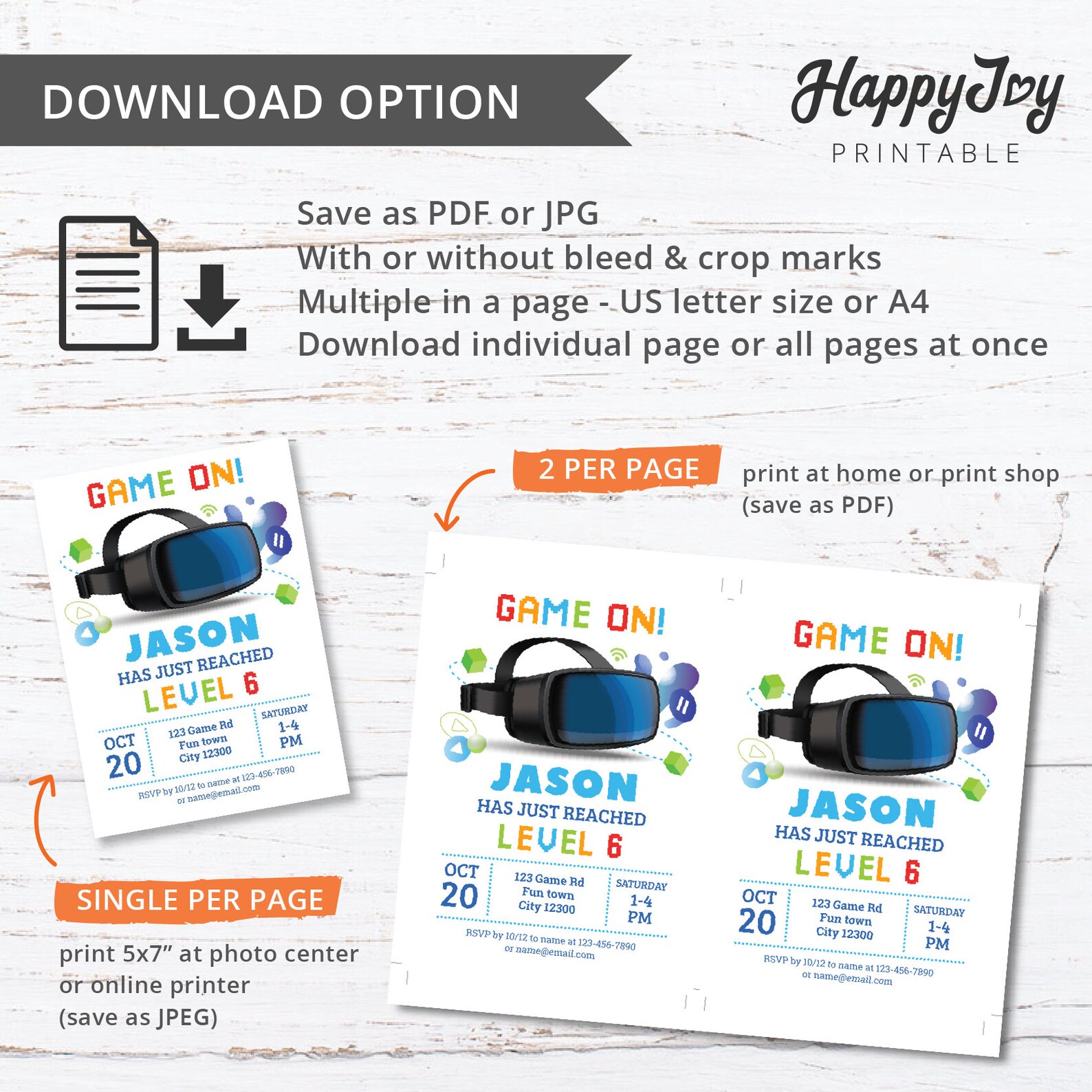 VR Game Party Invitation Boys Virtual Reality Gaming Birthday - Etsy