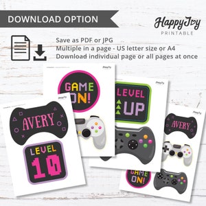 Game Party Centerpiece, Cake Topper, Girls Console Video Gamer Birthday Printable Decoration, Editable Template INSTANT Access, Edit w Corjl image 2