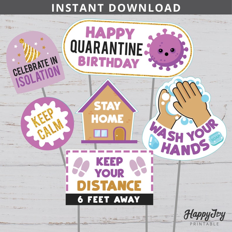 Quarantine Birthday Centerpiece Purple Cake Topper Keep - Etsy