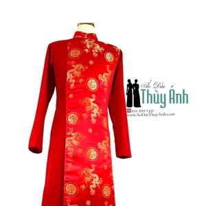 Red Ao Dai for Men, Traditional Vietnamese Long Dress for Men, Ao Dai Nam. No Pants