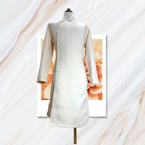 Cream Ao Dai for Men, Vietnamese Traditional Long Dress for Men, Ao Dai Chu Re, Ao Dai Nam. No pants