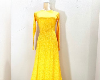 Yellow Ao Dai Vietnamese Gam Long Dress with Pants PR9