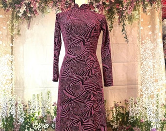 Pink Ao Dai Vietnamese Kim Sa Stretchy Long Dress With Pants