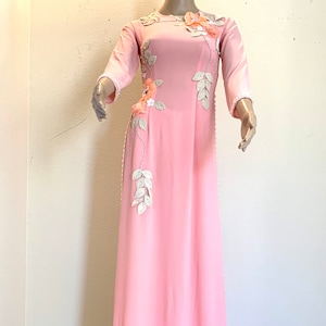 Ao Dai Vietnamese Double Layers Long Dress with Pants