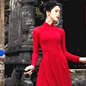 White Ao Dai Vietnamese Gam Beaded Long Dress With Matching White Ao Dai Vietnamese Gam Beaded Long Dress With Matching