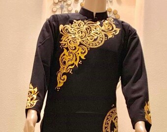 black ao dai men