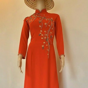 Red Vietnamese Ao Dai Long Dress With Pants free Priority - Etsy