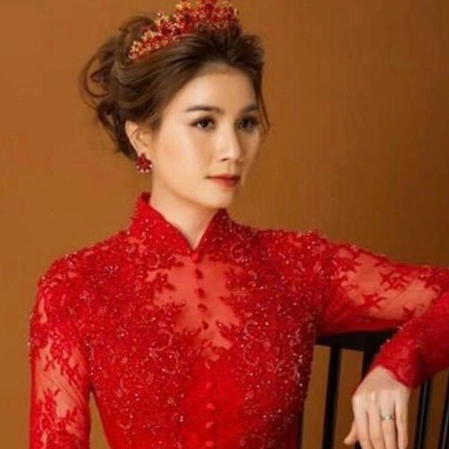 Red Vietnamese Traditional Wedding Dress With Red Embroidery - Etsy