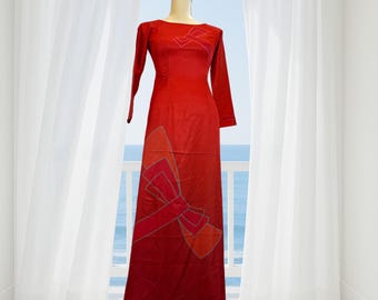 Ao Dai Vietnamese - Satin Long Dress with White Pants #104