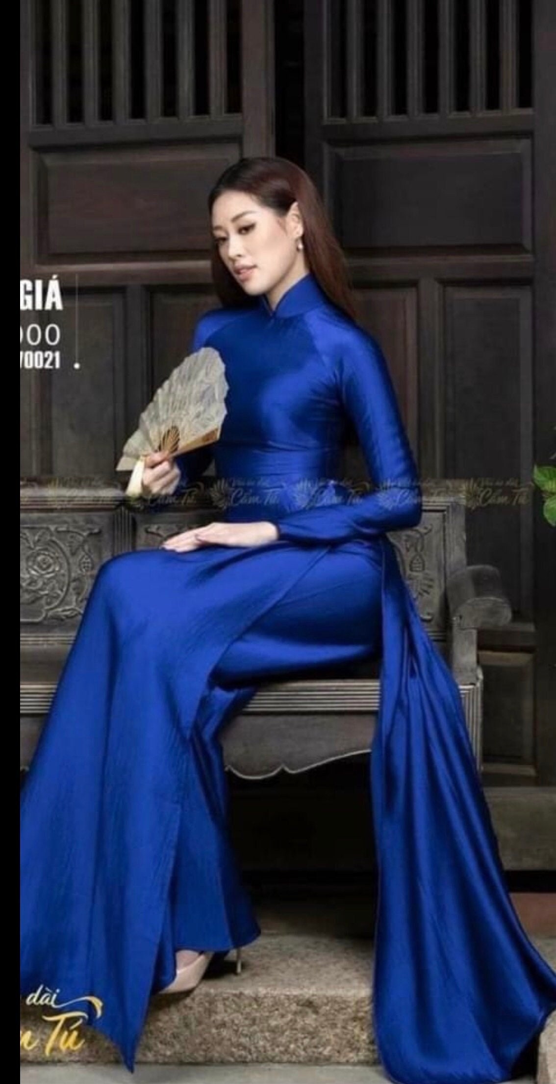 Blue Ao Dai Vietnamese Lua Hai Gia Long Dress With Matching Blue Ao Dai Vietnamese Lua Hai Gia Long Dress With Matching