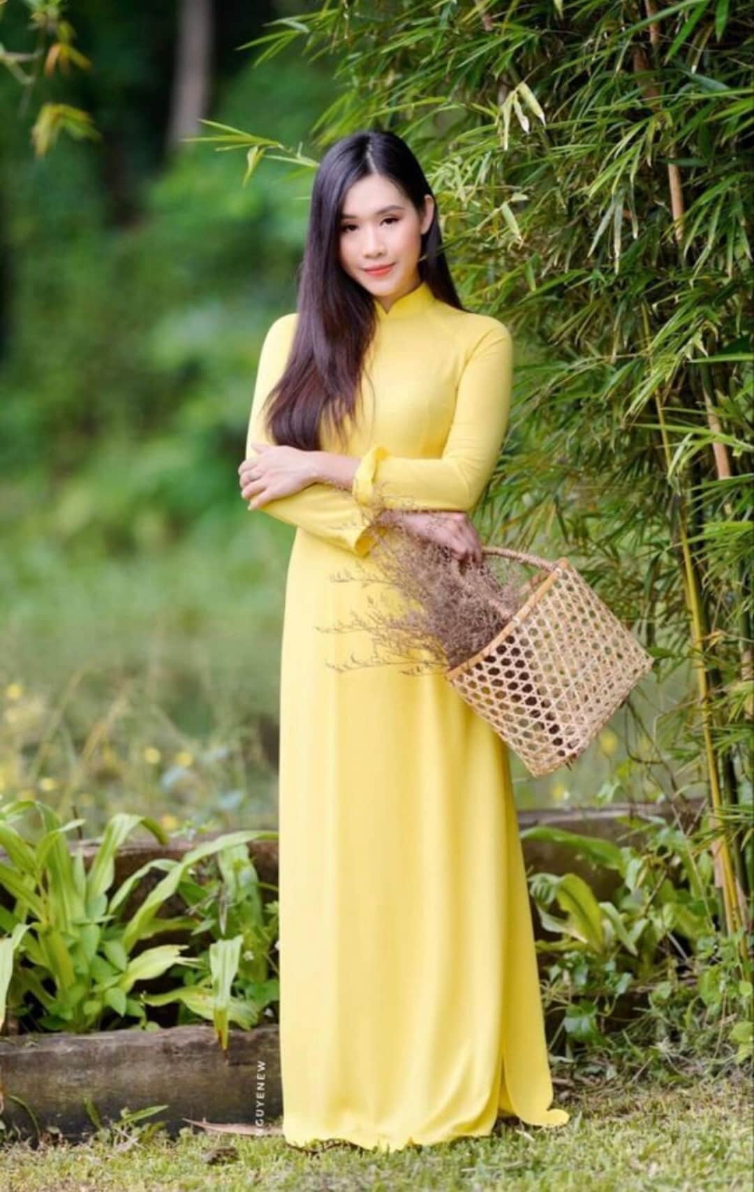 Yellow Ao Dai Vietnamese Lua My Silk Long Dress With Matching Color ...