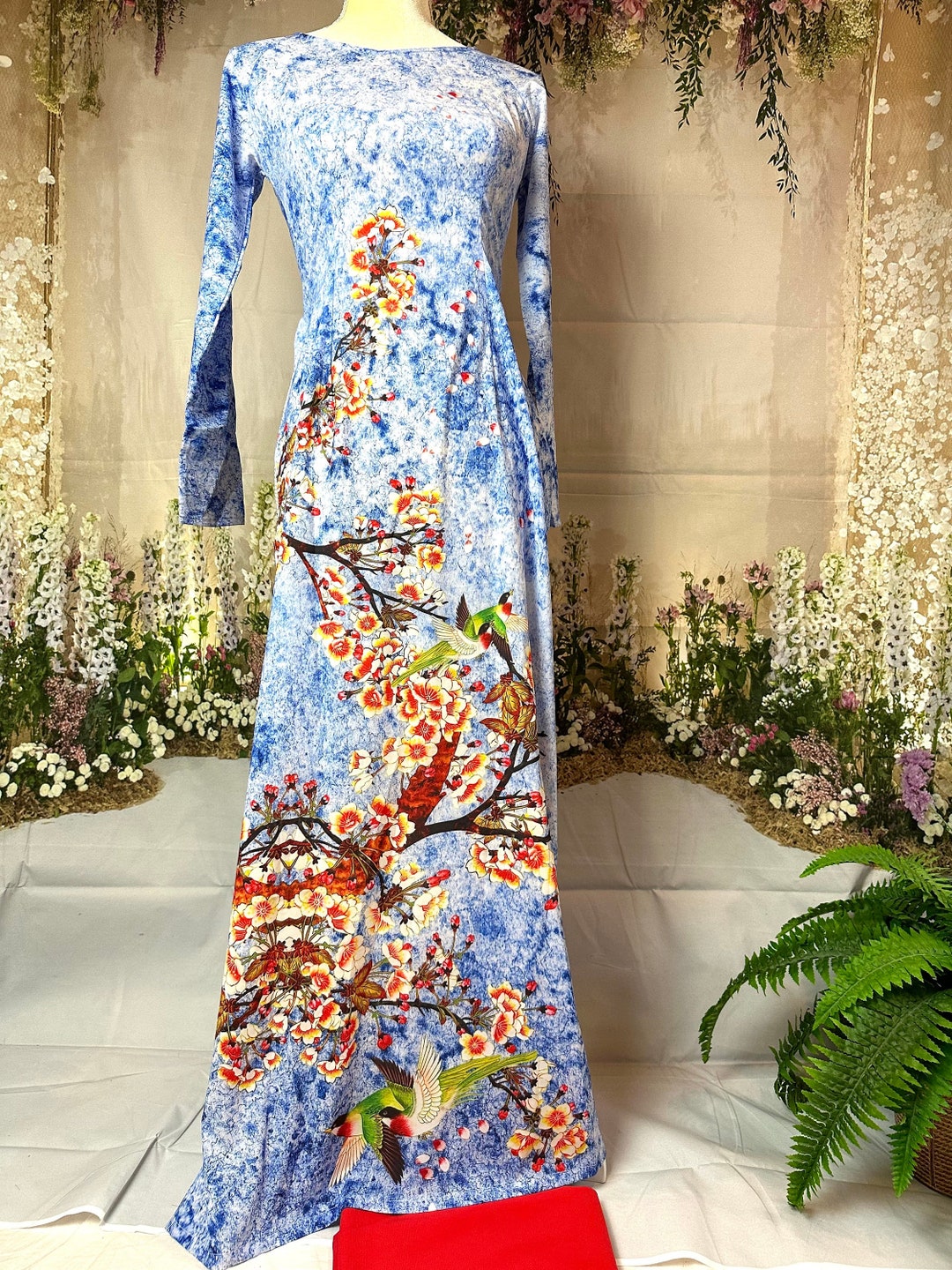 Blue Vietnamese Ao Dai Long Dress With Pants 02144 - Etsy