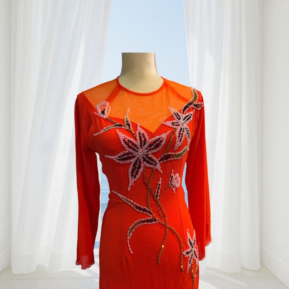 beaded orange chiffon dress Beautiful A line Spaghetti Straps Orange Chiffon Prom Dress With Beads  P2317