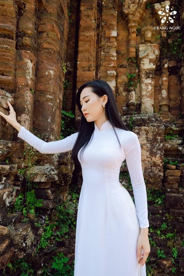 White Ao Dai Vietnamese Lua My Silk Long Dress With Matching Pants G80 