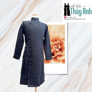 Black Ao Dai for Men, Traditional Vietnamese Gam Long Dress for Men, Ao Dai Nam. No pants G19