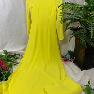 Yellow Ao Dai Chiffon Double Layer Vietnamese Long Dress With Marching ...
