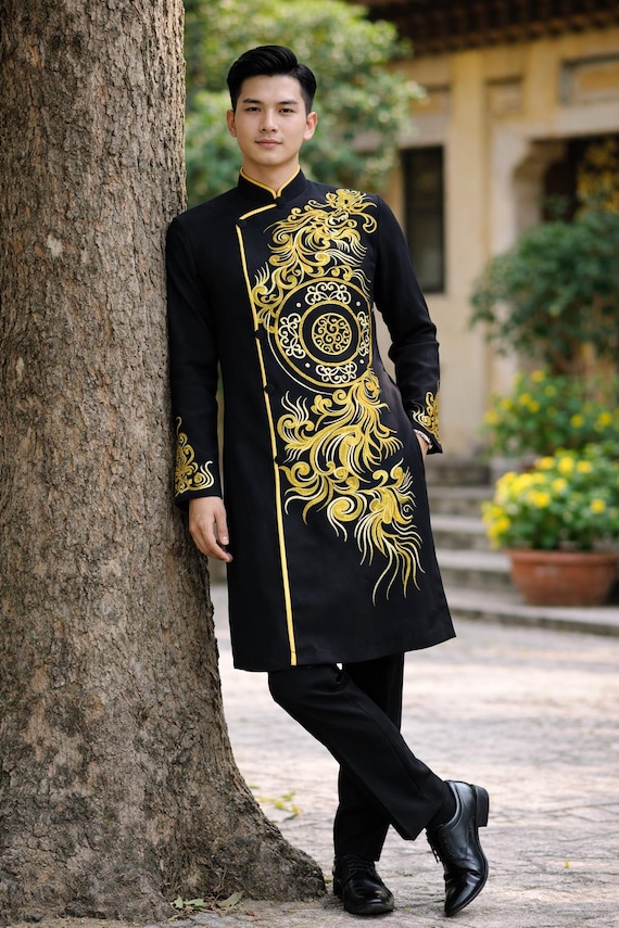 Men Black Traditional Dress All Black African Traditional Menswear Dashiki  Wedding Africa