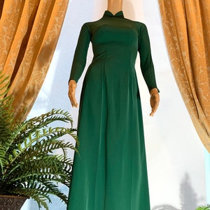 Green Ao Dai Vietnamese Silk Long Dress With Pants G92 - Etsy
