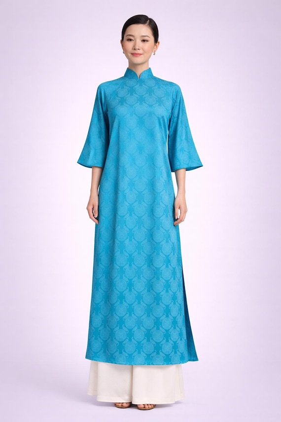 blue vietnamese dress Tu Minh